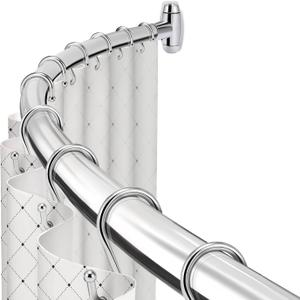 Curved Shower Curtain Rod, TOPROD Round Shower Curtain Rod 48 to 72 Inches Adjustable, Rounded Bowed Stainless Steel Shower Rods for Bathroom, Bathtub, More Shower Space, Chrome, Need to Drill