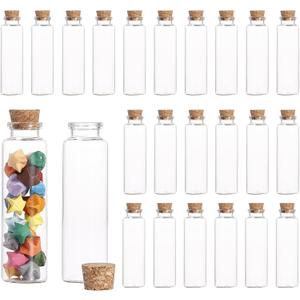 Jarsoph Mini Glass Bottles 24pc - 50ml Small Glass Jars with Cork Stoppers - Decorative Bottles for Spell Jars, Potion Bottles, Message in a Bottle, DIY Crafts, Party Favors, Weddings