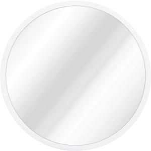 Circle Wall Mirror Round Mirror with Wood Framed Bathroom Decorative Vanity Mirror for Living Room Entryway Bedroom,White, 24"