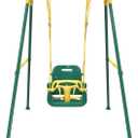 Multifunctional Toddler Swing, Foldable Baby Swing Outdoor & Indoor Use, Easily Installable and Storable Green