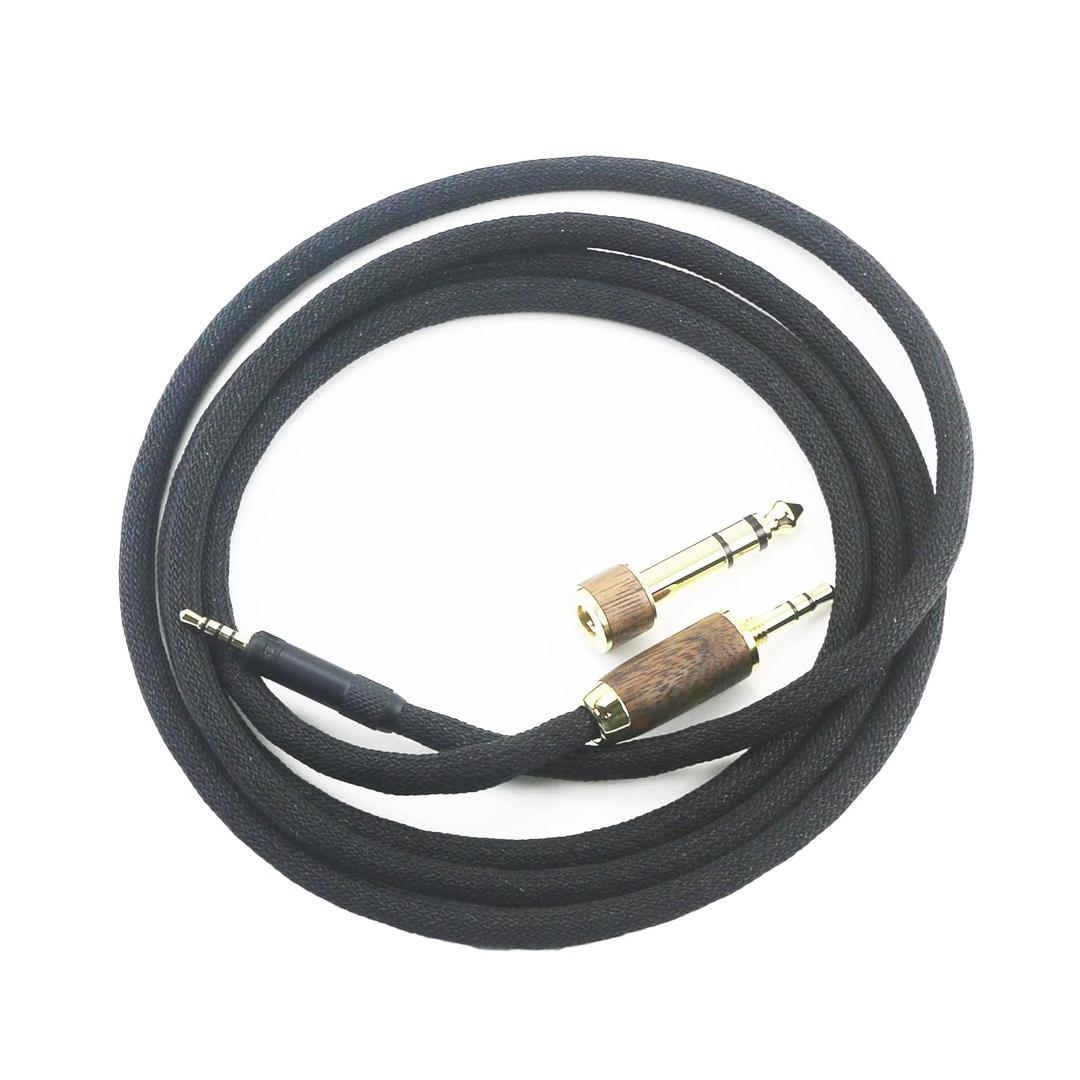 NewFantasia Replacement Audio Upgrade Cable 6N OCC Copper Single Crystal Silver Plated Cord Compatible with Sennheiser HD598 HD620S HD598SE HD560s HD598Cs Headphone Walnut Wood Shell 6.35mm Adapter