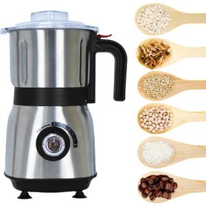 Electric Spice and Nut Grinders - 3 Stainless Steel Blades, 1 Filter, 1 Brush - 500W Grinder for Kitchen Dry Use (Black)