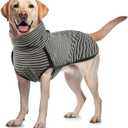 ROZKITCH Dog Winter Coat Soft Pullover Pajamas, Pet Windproof Warm Cold Weather Jacket Vest Cozy Jumpsuit Apparel Outfit Clothes for Walking Hiking Travel Sleep Stripe 3XL