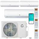 28K 3 Zone Mini Split Air Conditioner and Heater, 20 SEER2 208-230V 9000 + 9000 + 12000 BTU Wifi Mini Split AC/Heating System Multi Zone, Ductless, Wall Unit, with Installation Kits