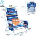 Beach Chair, Beach Chairs for Adults,Outdoor Folding Beach Chairs for Adults, Supports up to 350lbs with 5 Positions, Towel bar, Cooler Pouch, Storage Pouch.