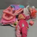 Golray 12in Girl Baby Doll Crib and High Chair Set - Sound&Pee Interactive Baby Doll with 20pcs Accessories Diaper Bag/Cradle/2 Clothes, Feeding Nursery Pretend Play Toddler Girl Toy Gift 3 4 5 6 Year