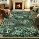 GarveeHome Forest Rugs 6x9, Green Washable Area Rug for Living Room, Botanical Low Pile Non Slip Stain Resistance Woodland Area Rug for Farmhouse, Bedroom, Dining Room,Green, 6' x 9' (Rectangular)