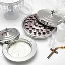 Zhehao 2 Pcs Communion Set Holy Trays for Churches with Lid Communion Plates with Lid Churches Cups Filler and Disposable Cups Supplies (Silver)
