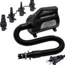ZOOMBROS Electric Air Pump 120V for Inflatable Towable Tube/Boat/Air Mattress/Swim Ring/Pool Toy/Snorkel/Water Sports with 5 Valve Adapters Black