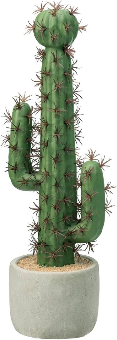 MyGift 16 Inch Artificial Fake Cactus Saguaro Plant in Cement Planter Pot, Southwest Decor Indoor Faux House Plant