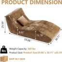 Chaise Lounge Chair with Curved Back, Modern Upholstered Recliner Sofa, Tufted Accent Lounger Comfortable Lazy Chair for Bedroom, Apartment (Camel), 59.06" x 30.71" x 25.59"