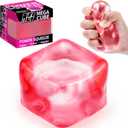 Premium MEGA Cube  Extra Large Ultra-Firm Gel Squishy Fidget Toy | Stress Balls for Adults with Non-Sticky, Odor-Free Shell & Reinforced Dual Leak-Proof Seals for Heavy-Duty Use | 1-Pack Pink