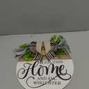 Welcome Sign for Front Door, Rustic Round Wood Wreaths Wall Hanging Outdoor Decor, Porch Fence Decorations Hanging Gift for Home Outdoor for Spring Summer Fall All Seasons Holiday, Bless This Home