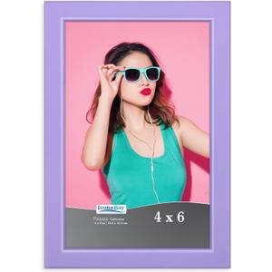 Icona Bay 4x6 Picture Frame, Purple Colored Solid Wood Scandinavian Style Frame for Photo, Pizzazz Collection