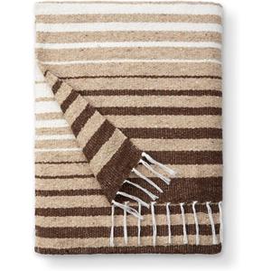 Black and Tan Mexican Blanket by Laguna Beach Textile Co - Beach, Yoga, Camping, or Decorative Throw Blanket - Traditional Handmade Serape - Mocha Tulum