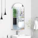 Silver Arched Medicine Cabinet with Mirror, Bathroom Mirrored Medicine Cabinet Organizer, Surface Wall Mount, Bath Vanity Mirror with Storage, 3 Adjustable Shelves, 16x31 Inch
