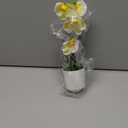 10.2" Orchids Artificial Flowers Fake Orchid Plant Potted Butterfly Orchid Silk Flowers Decor for Home Living Room Bathroom Wedding Office Decoration (Yellow)