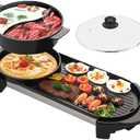 Hot Pot with Grill, Electric Hot Pot 2 in 1 Shabu Shabu Hot Pot Korean BBQ Grill, Removable Hotpot Pot 1200W / Large Capacity Baking Tray, Separate Temperature Control, Electric Grill for 2-12 People