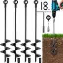 Ground Anchors Heavy Duty, Swing Set Anchor Kit 18 Inch 4 Pack Screw in Earth Anchors Trampoline Stakes High Wind Metal Auger Anchor for Shed Tent Carports Securing Animals Camping Mobile Home