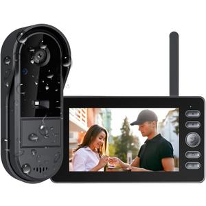 TKMARS Doorbell Camera Wireless No Subscription with Monitor for Home/Apartment, Video Doorbell 1080P No App/WiFi Needed, Intercom 2-Way Talk,Waterproof Door Bell with Recording & Night Vision