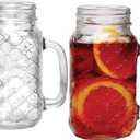 Sets of 4 Mason Jar 24oz Mugs with Glass Handles,