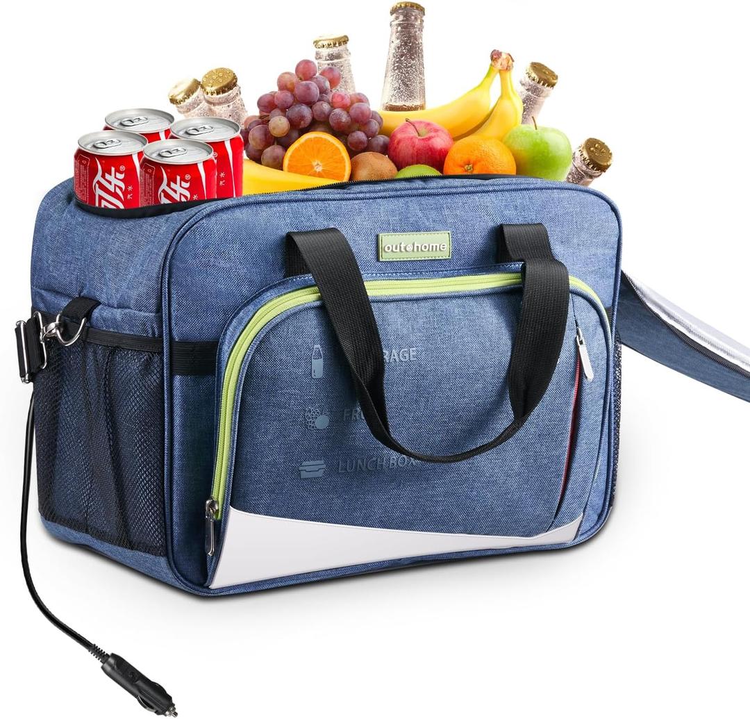 26Qt 12V Portable Car Cooler BagWarmer BackpackElectric Cooler for Vehicles, Plug in DC Powered,25L Insulated Lunch Bag for Family Outings, Camping,Truck Drivers,Road Trips,All Season