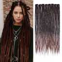 8PCS Clip in Dreadlock Extensions, 24 inch Synthetic Clip-in Dreads Extensions Handmade Soft Thin 0.6cm Width Dreadlocks(black/auburn, Clip-in 32 Strands)
