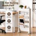 5-Tier Rolling Bookshelf, Rolling Book carts with wheels,Book Storage Rack