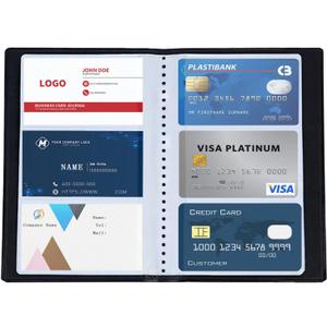 HUAHAITGCH Leather Professional Business Card Book Holder Organizer,300 Cards Capacity Credit Card Booklet, PU Name Cards Holder Storage for Men and Women, Black