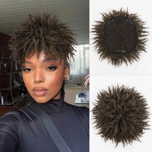 Afro Kinky Topper Wigs Dreadlock Curly Hair Short Wig For Women Men, Synthetic Mohawk Toupee Dreadlocks Hair Ponytail Extensions Wiglets Finger Coil Units (M1B/27)