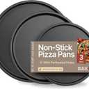 BAKKENMASTER Bakken Swiss Pizza Tray Set 3-Piece  Gray Coating, Non-Stick, Round Steel Pizza Pans - Dishwasher Safe, Premium Bakeware for Home Cooking