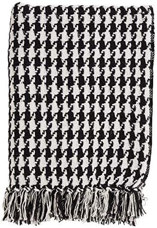 SARO LIFESTYLE Houndstooth Design Cotton Throw