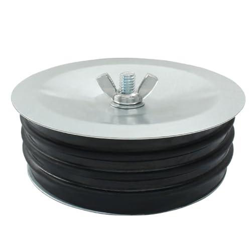 HARSKIYER 5 Inch Sewer Cleanout Cap, Durable Mechanical Test Plug Metal Sewer Drain Cover, Sewage Pipe Cap with Wing Nut for Pipes, Sinks, Pools