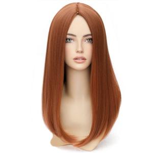Dark Orange for Women Long Straight Orange Wig Ginger Wigs Auburn Wigs Heat Resistant Synthetic Hair