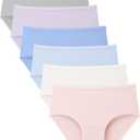 BAMBOO COOL Girls Underwear Kids Soft Skin-friendly Panties Breathable Lightweight Briefs For Teens 6-14 Years 6 Pack (Medium)