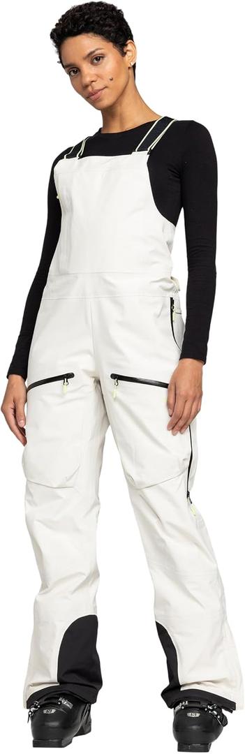 Roxy Women's Lunalite Gore-tex Bib Overalls 30k Waterproof, Tailored Fit, Fully Taped, Easy-entry Side Zip (White, XS)