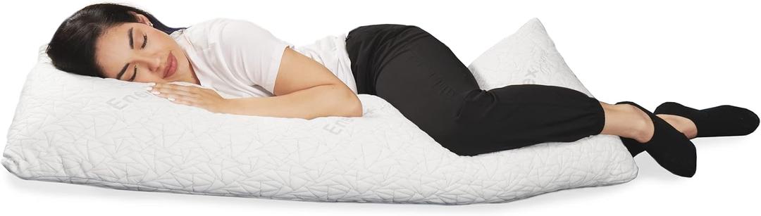 EnerPlex Body Pillow for Adults - Adjustable 54 x 20 Inch Long Pillow Shredded Memory Foam Pillows w/Plush Viscose Cover for Adults & Kids - Pregnancy Pillow for Sleeping