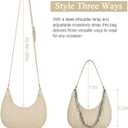 Shoulder Bags for Women Crescent PU Leather Underarm Purses with 3PCS Detachable Strap Cute Hobo Tote Handbag for Work