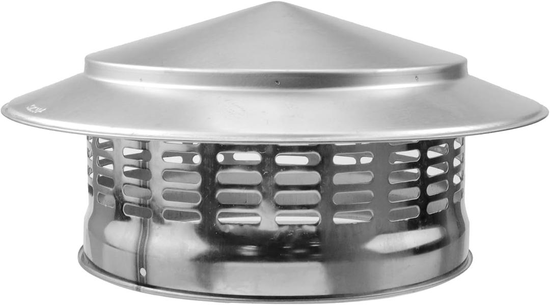 Semetall 8 Inch Round Chimney Cap,304 Stainless Steel Chimney Cover with Screen,Stove Pipe Chimney Cap for Insulation Vent Cover Outside,Silver