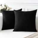 OTOSTAR Linen Throw Pillow Covers Set of 2 Decorative Square Pillowcases Cushion Covers 14x14 Inch for Home Decor Sofa Bedroom Car 35 x 35 CM Black