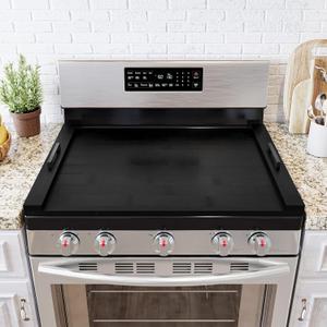 SpaceAid Noodle Board Stove Kitchen Cover with Handles, Top Covers for Gas Burners and Electric Stove, Oven Decor Accessories Wood Tray for Countertop, Black Bamboo, 29.5"W x 22"D x 2.1"H