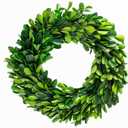 Boxwood Wreath 10 inch Preserved Nature Boxwood Wreath Home Decor Stay Fresh for Years Rustic Farmhouse Holiday Home Decor, Halloween Christmas Wreath
