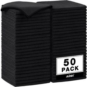 AIDEA Microfiber Cleaning Cloth Black 50PK, Microfiber Towels for Cars, Premium Car Cloths, Dusting Cloth Lint Free Cleaning Rags for SUVs, House, Kitchen, Window, Workshops,1212"