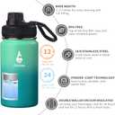Farsea Insulated Water Bottle With Paracord Handle, Protective Silicone Boot and 2 Lids (Straw Lid & Spout Lid), Stainless Steel Water Bottle Wide Mouth, Double Wall Sweat-Proof BPA-Free,12 oz (Mint/Green)
