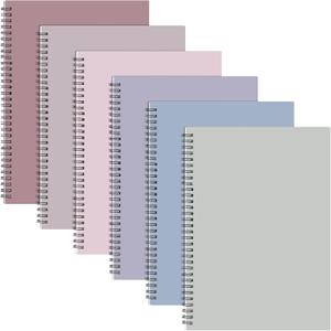 Fuutreo 6 Pack Spiral Notebooks 10.5 x 7.45 Inch College Ruled Journal with Kraft Cover, B5 70 Sheets (140 Pages) for Stundent Study and Office Use(Elegant Color)
