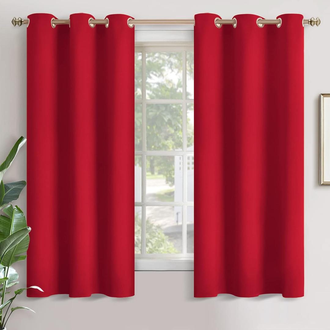 YoungsTex Red Blackout Curtains 68 Inches Length for Living Room - Thermal Insulated with Grommet Room Darkening Drapes Christmas Decor for Bedroom, 2 Panels, 42 x 68 Inch