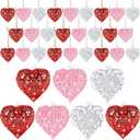 Tatuo 48 Pieces Heart Shape Valentines Day Glass Ornaments Set Crystal Heart Shape Spun Hanging Ornament Gift for Valentine's Day Holiday Wedding Anniversary Decoration Home Party Decor