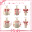 6 Pcs Pink Bow Vase Tiny Ceramic Bud Vase for Girl Coquette Home Decor Small Flower Vases Centerpieces Shelf Table for Living Room Wedding Baby Shower Decor