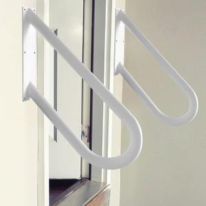 2 Pack Handrail for 1-2 Step Stairs, Wall Mount handrails for Outdoor Steps, Garage Railing with White Powder Coat Finished, Suitable for Garage, Porch and Garden18.9" Length, 1.3"Pipe, White