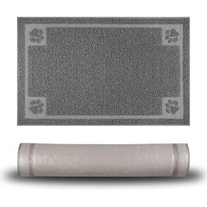 Pet Feeding Mat for Small Dogs and Cats 24" x 16" Flexible and Waterproof Dog Bowl Mat for Food and Water, Easy to Clean Dog Food Mat with Non Slip Backing (Grey)